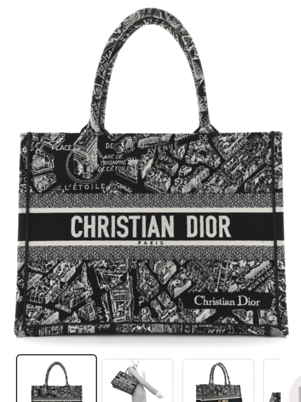 🍒 SOLD 🍒Dior Black & White Embroidered Book Tote